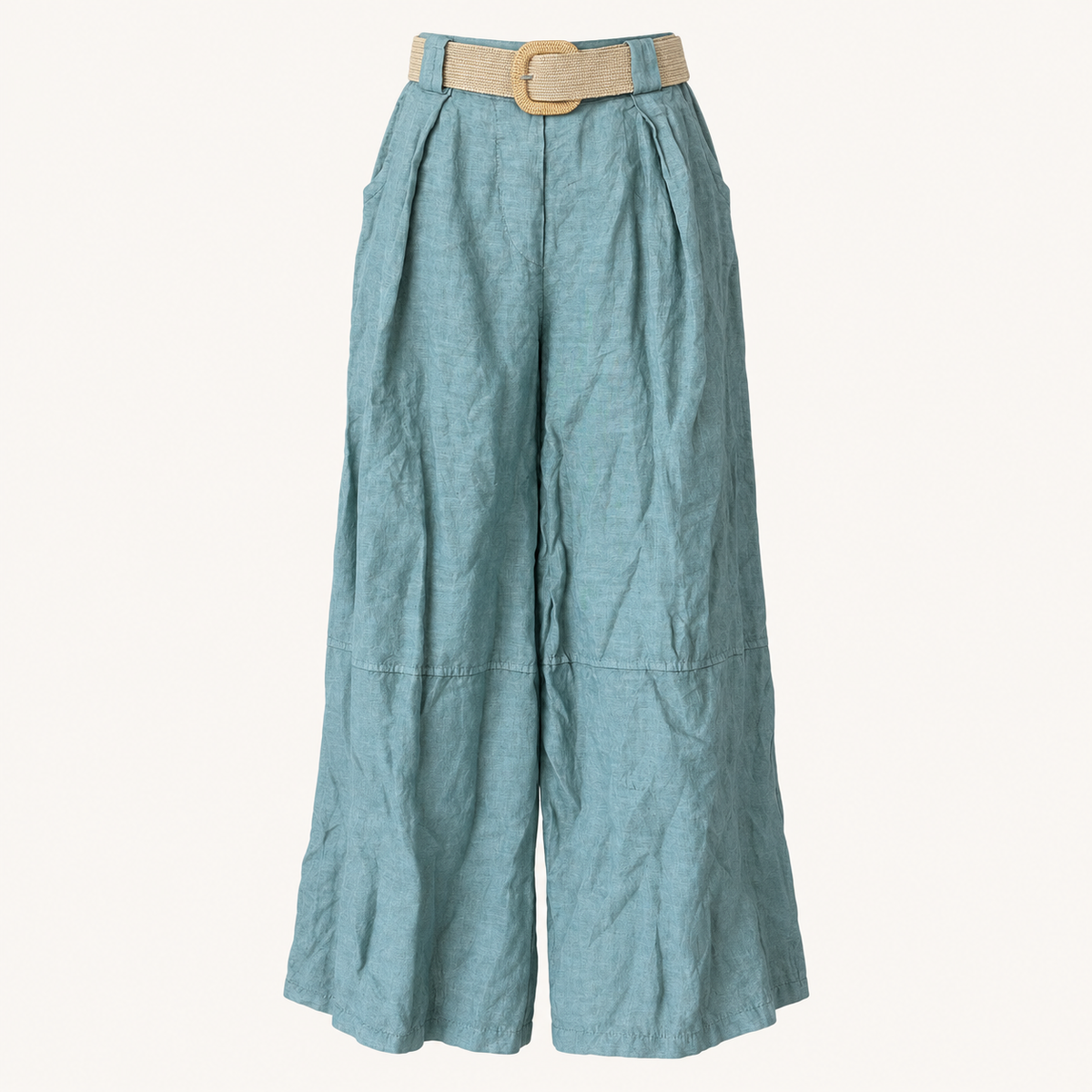 Pantalón Olivo Con Cinturón Lino