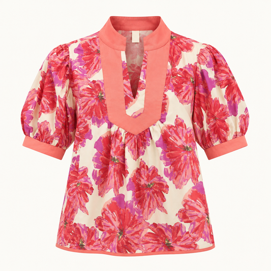 Blusa flores rosa y coral