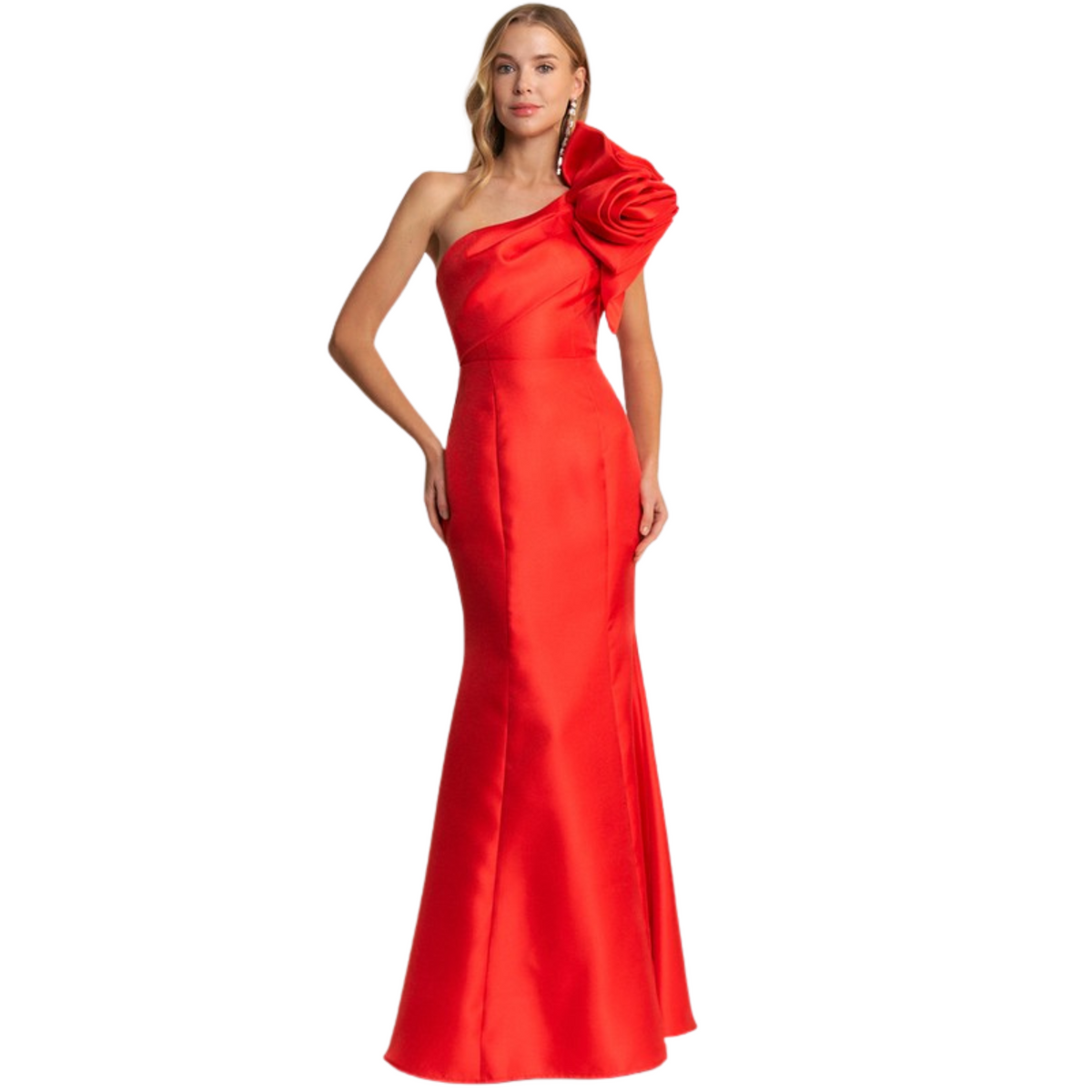 Vestido Maxi Un Hombro Flor