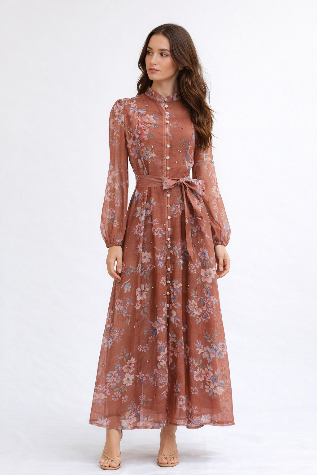 Vestido Marrón Piedras