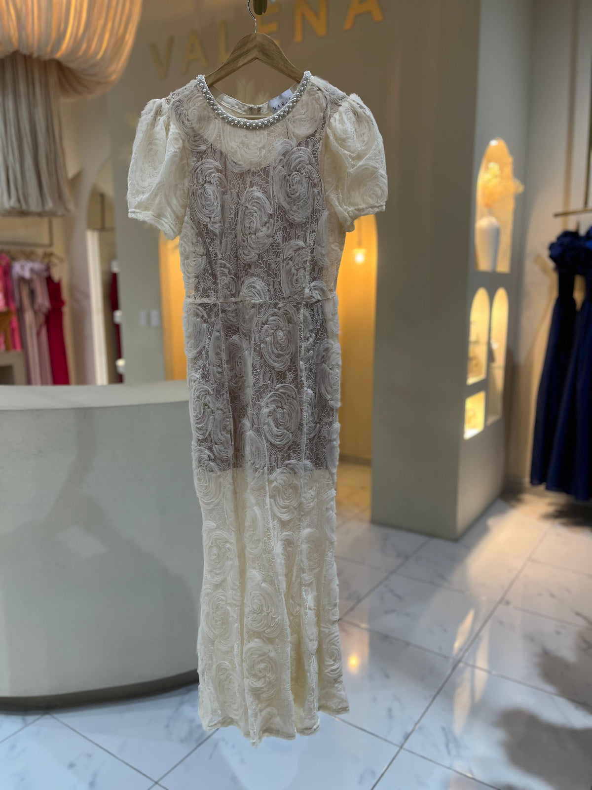 Vestido Crema Encaje