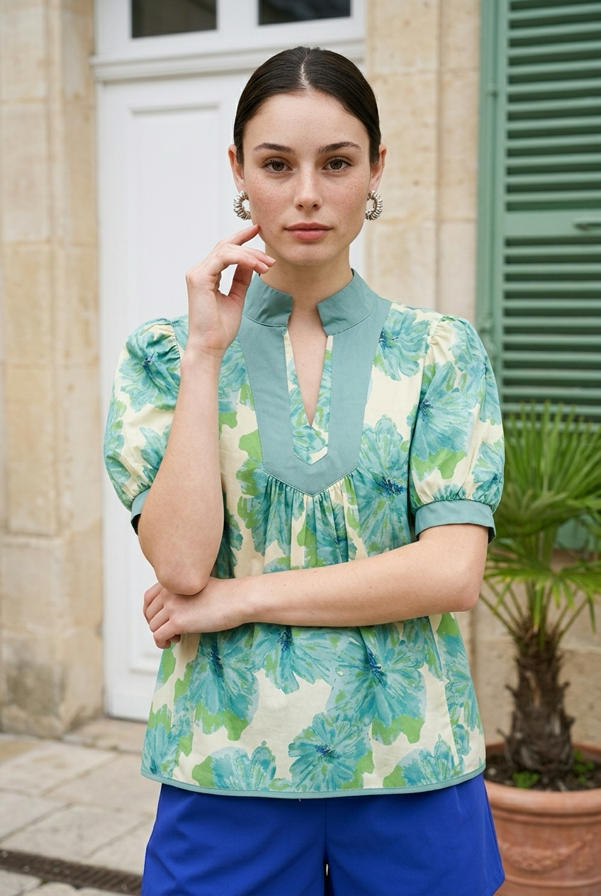 Blusa Turquesa Floral