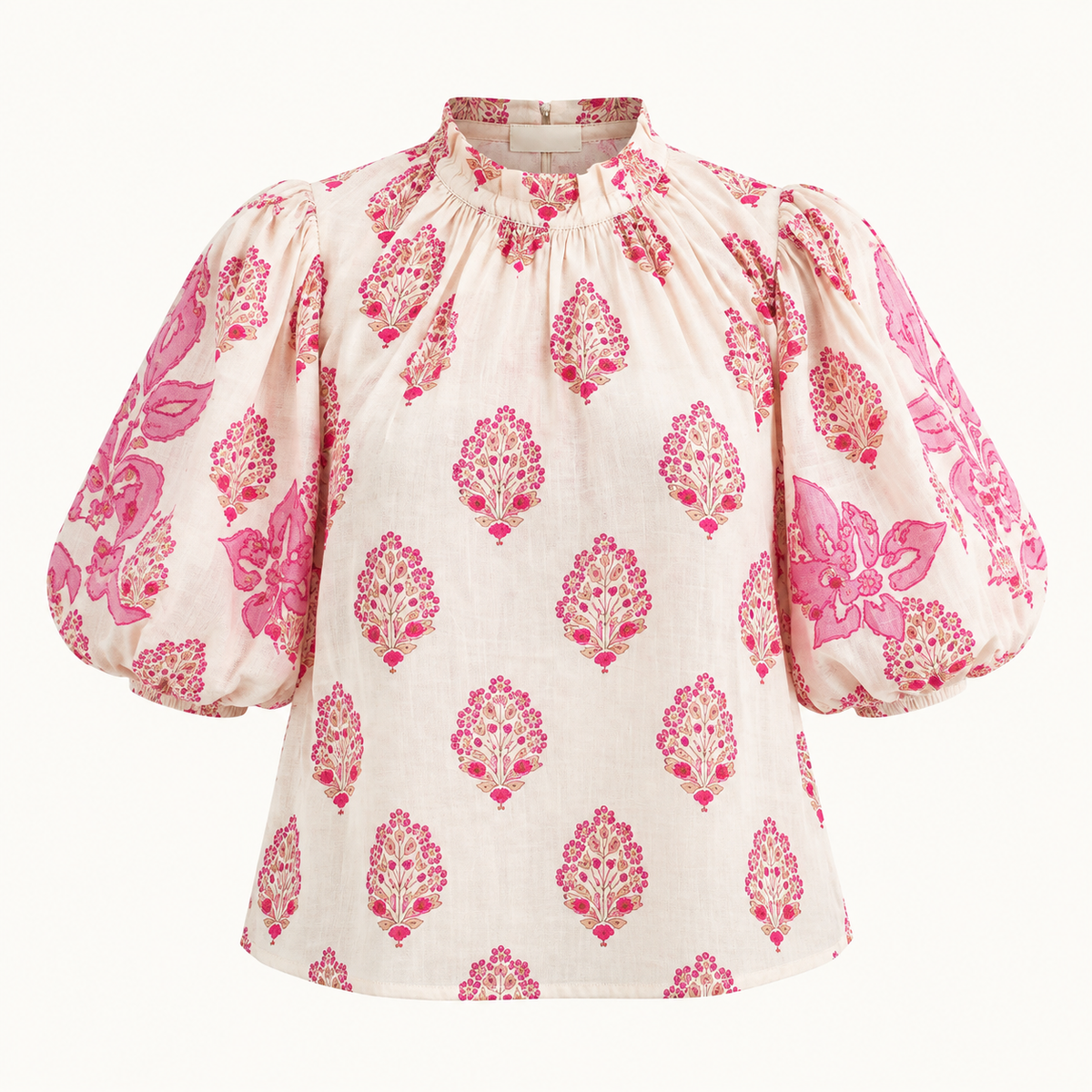 Blusa Bordado Manga Rosa