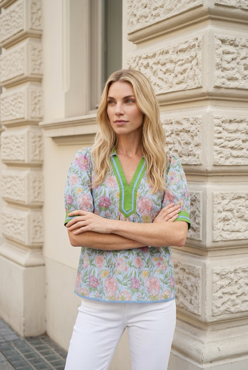 Blusa flores azules