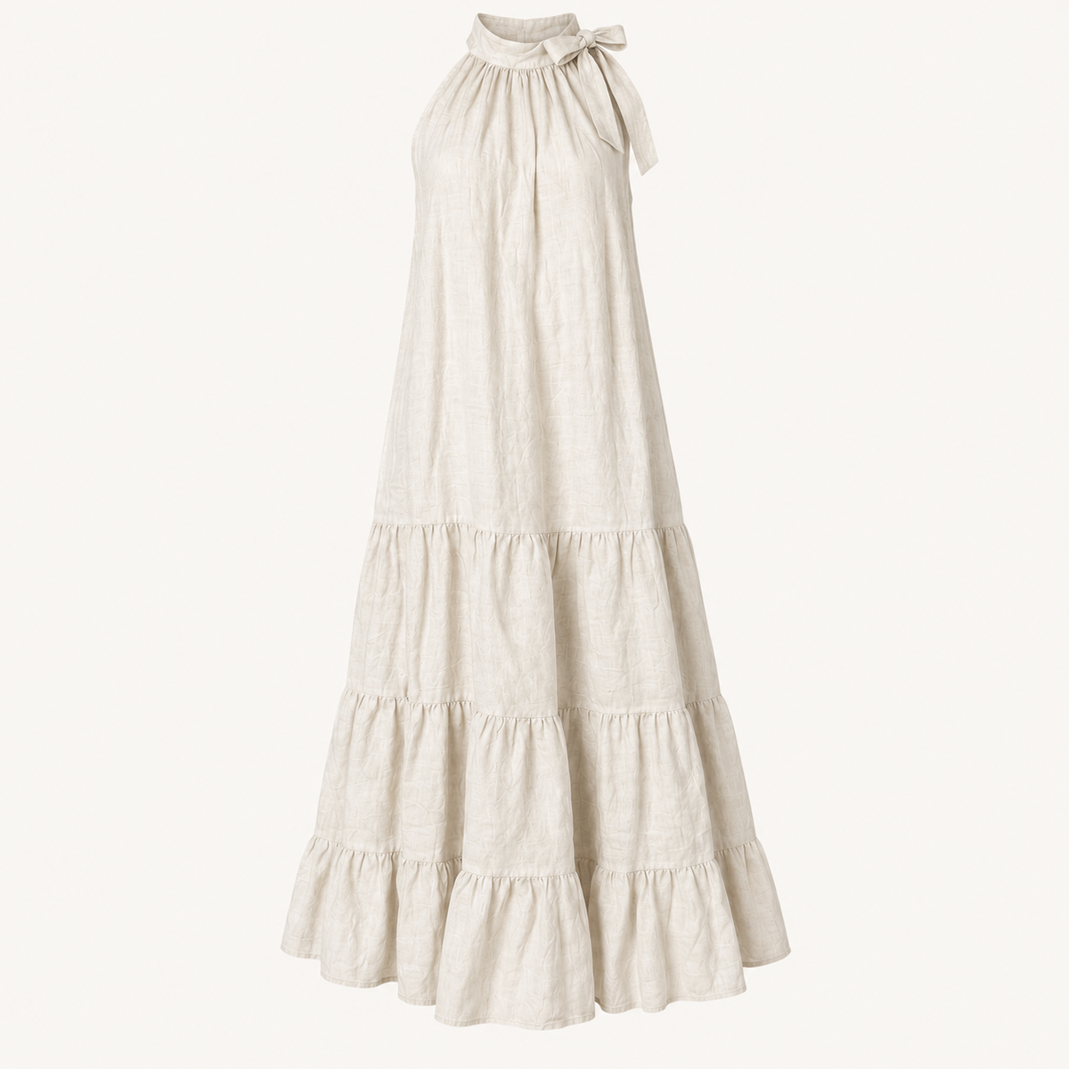 Vestido Halter Beige Lino